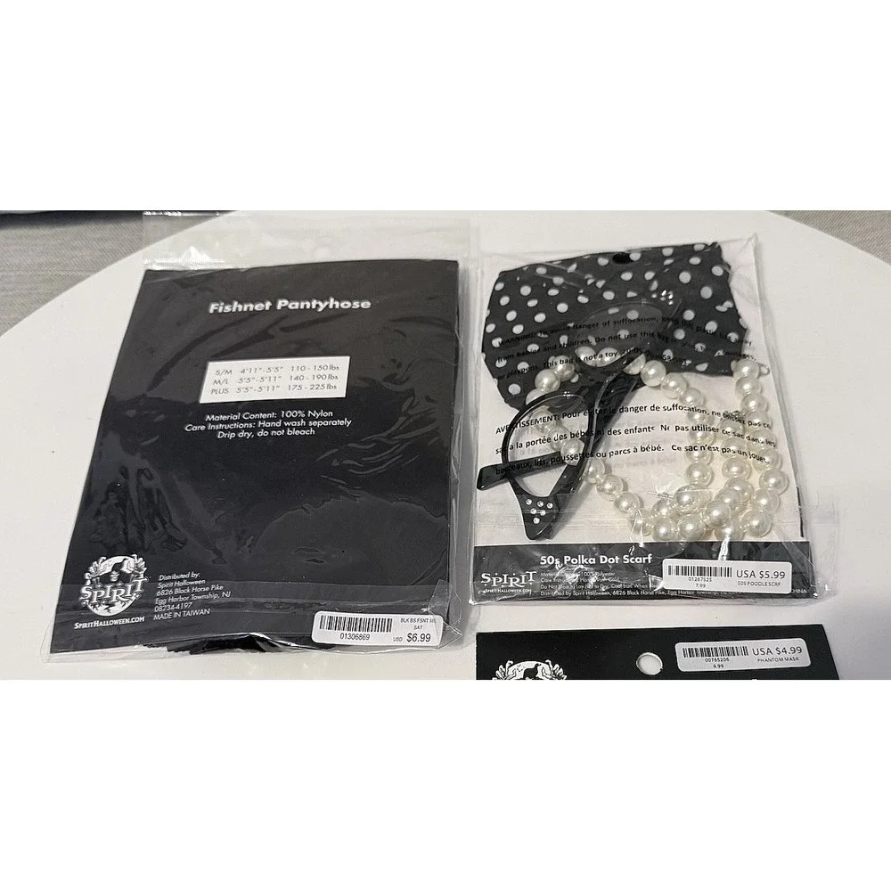 Lot Of 4 SPIRIT Fishnet Pantyhose, Mask, Scarf & Glasses DressUP Cosplay Costume